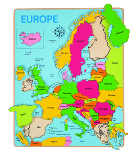 Mapa Evropy, dřevěné puzzle