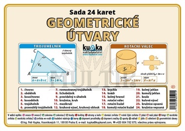 Sada 24 karet - geometrické útvary A7 (10x7 cm)