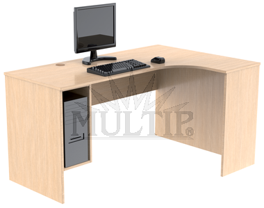 Kancelářský rohový stůl (učitelská katedra PC) celodřevěný s výkrojem
