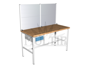 Pracovní stůl 150x69 cm s perfopanelem a zásuvkou