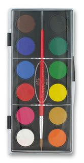 Vodové barvy 12 barev, průměr 24 mm