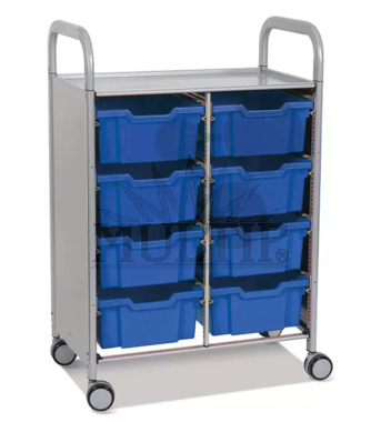 Laboratorní skříň Callero Plus, 8 hlubokých modrých přepravek