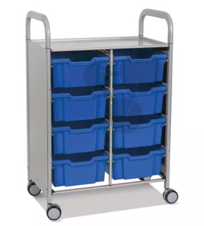 Laboratorní skříň Callero Plus, 8 hlubokých modrých přepravek