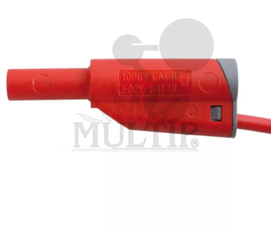 Vodič v bezpečnostním provedení s odbočkou 4 mm, 1 mm2, 50 cm, červený, 10 ks