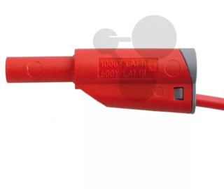 Vodič v bezpečnostním provedení s odbočkou 4 mm, 1 mm2, 50 cm, červený, 10 ks