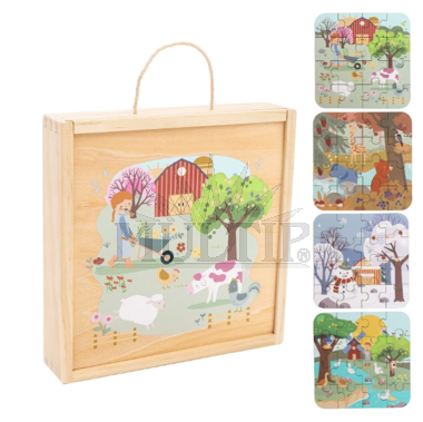 Puzzle v dřevěné krabici Čtyři roční období