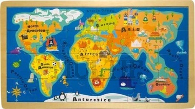 Mapa světa-dřevěné puzzle