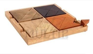 Dřevěné hlavolamy puzzle 4 v 1 Tangram