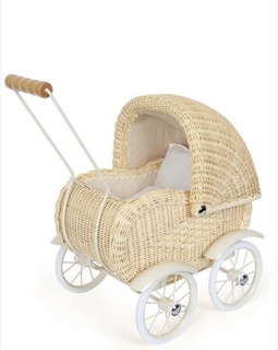Proutěný kočárek pro panenky Vintage