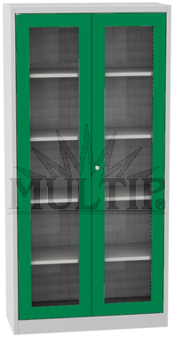 Kovová skříň s prosklenými dveřmi, 195 cm