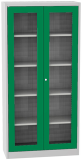 Kovová skříň s prosklenými dveřmi, 195 cm