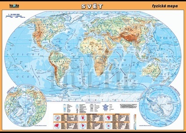 Svět-fyzická mapa XL (100x70 cm)