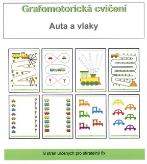 Stíratelný sešit - grafomotorická cvičení - auta a vlaky