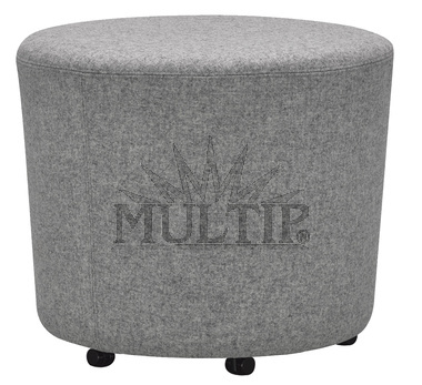 Nízký kulatý taburet STONES s kolečky, potah B