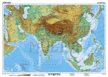 Jižní Asie obecně geografická/politická 160x120 cm