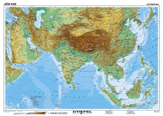 Jižní Asie obecně geografická/politická 160x120 cm
