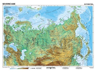 Severní Asie obecně geografická/politická 160x120 cm