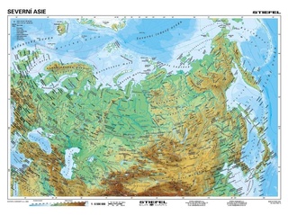 Severní Asie obecně geografická/politická 160x120 cm