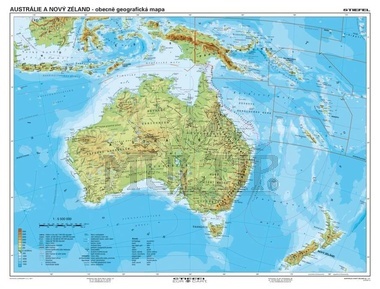 Austrálie a Nový Zéland obecně geografická/politická 160x120 cm