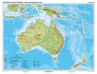 Austrálie a Nový Zéland obecně geografická/politická 160x120 cm